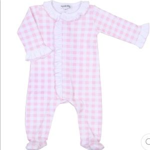 Magnolia Baby Classic Baby Checks Ruffle Front Footie